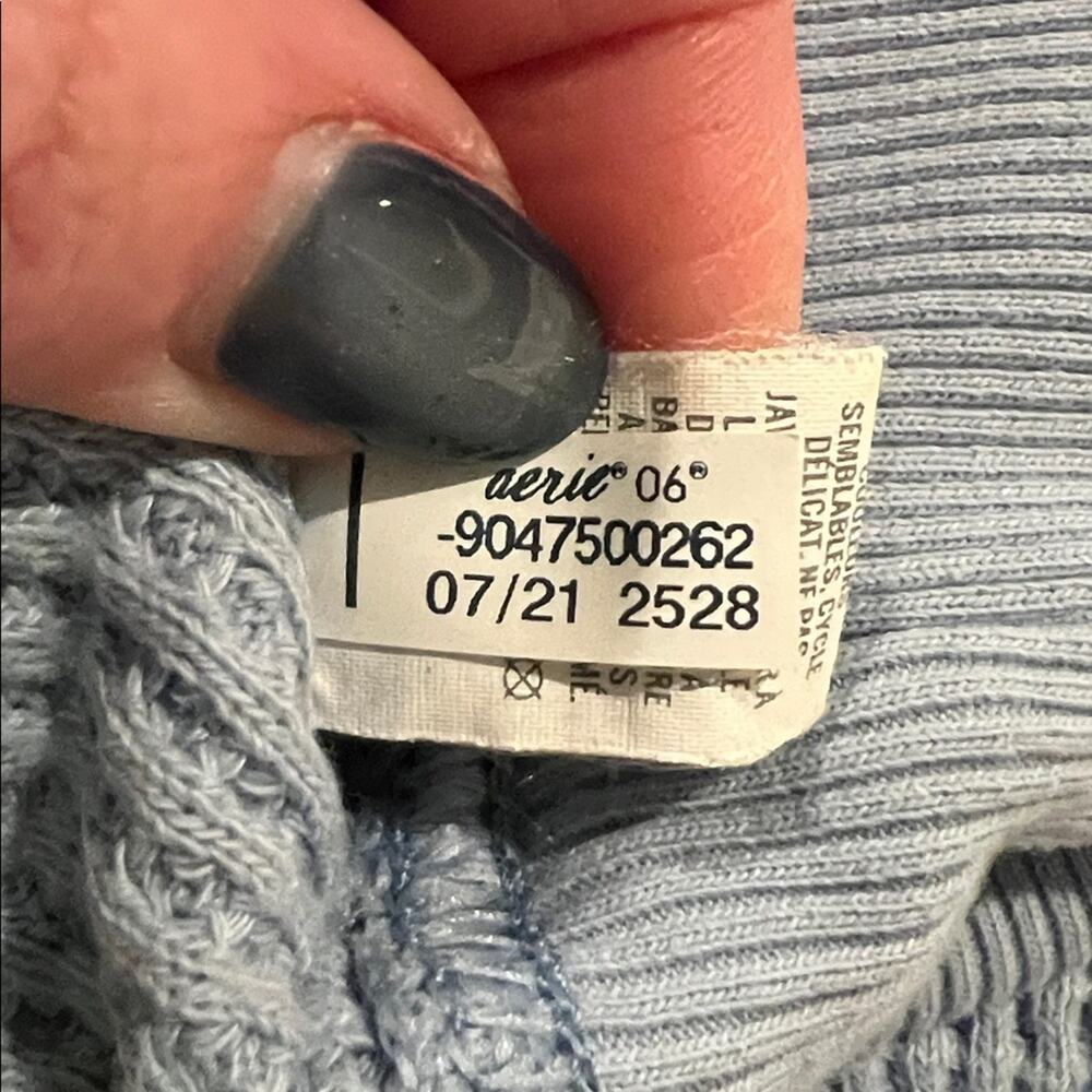 Aerie Women's Oversized Waffle Crew Neck Sweatshirt in Light Blue - Picture 8 of 8